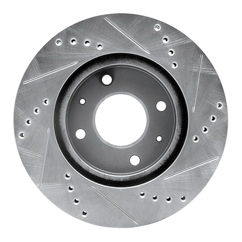 Mitsubishi Lancer Brake Rotor (1) - Front Left - R1 Concepts - Drilled & Slotted - Silver - 2004